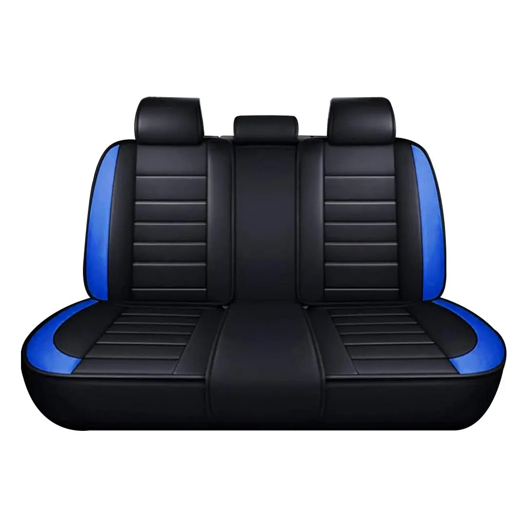 Universal Premium Luxury Car Seat Covers - Front & Rear Full Set (Black & Blue)