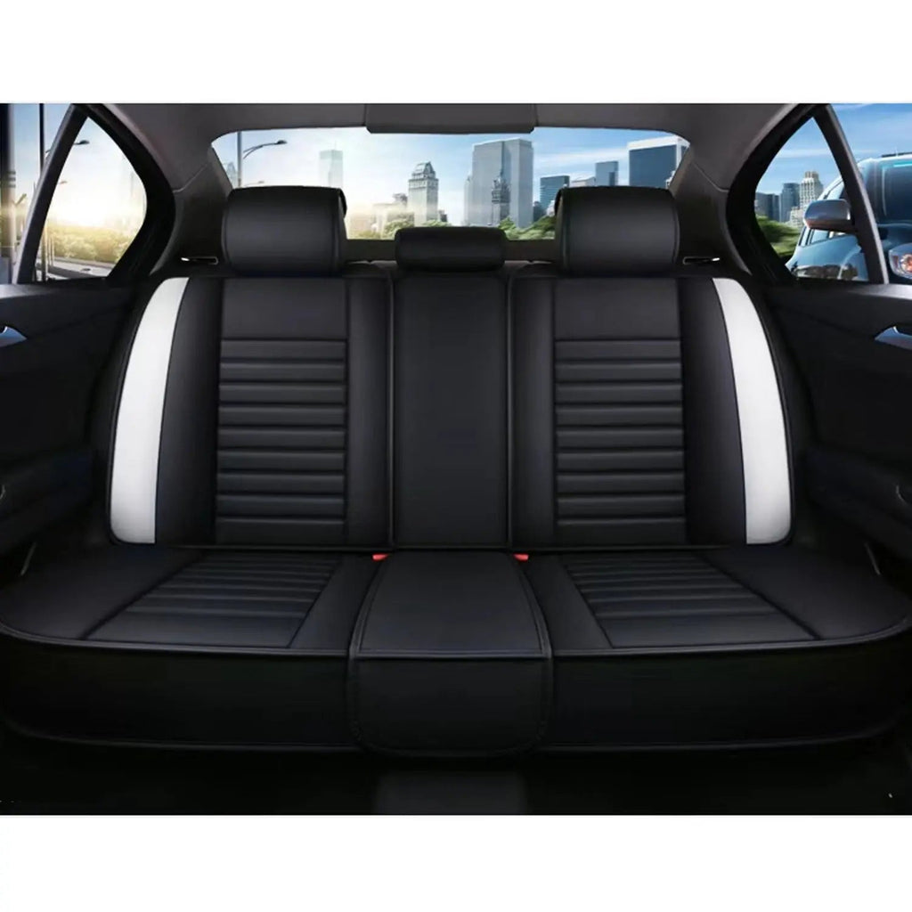 Universal Premium Luxury Car Seat Covers - Front & Rear Full Set (Black & White)