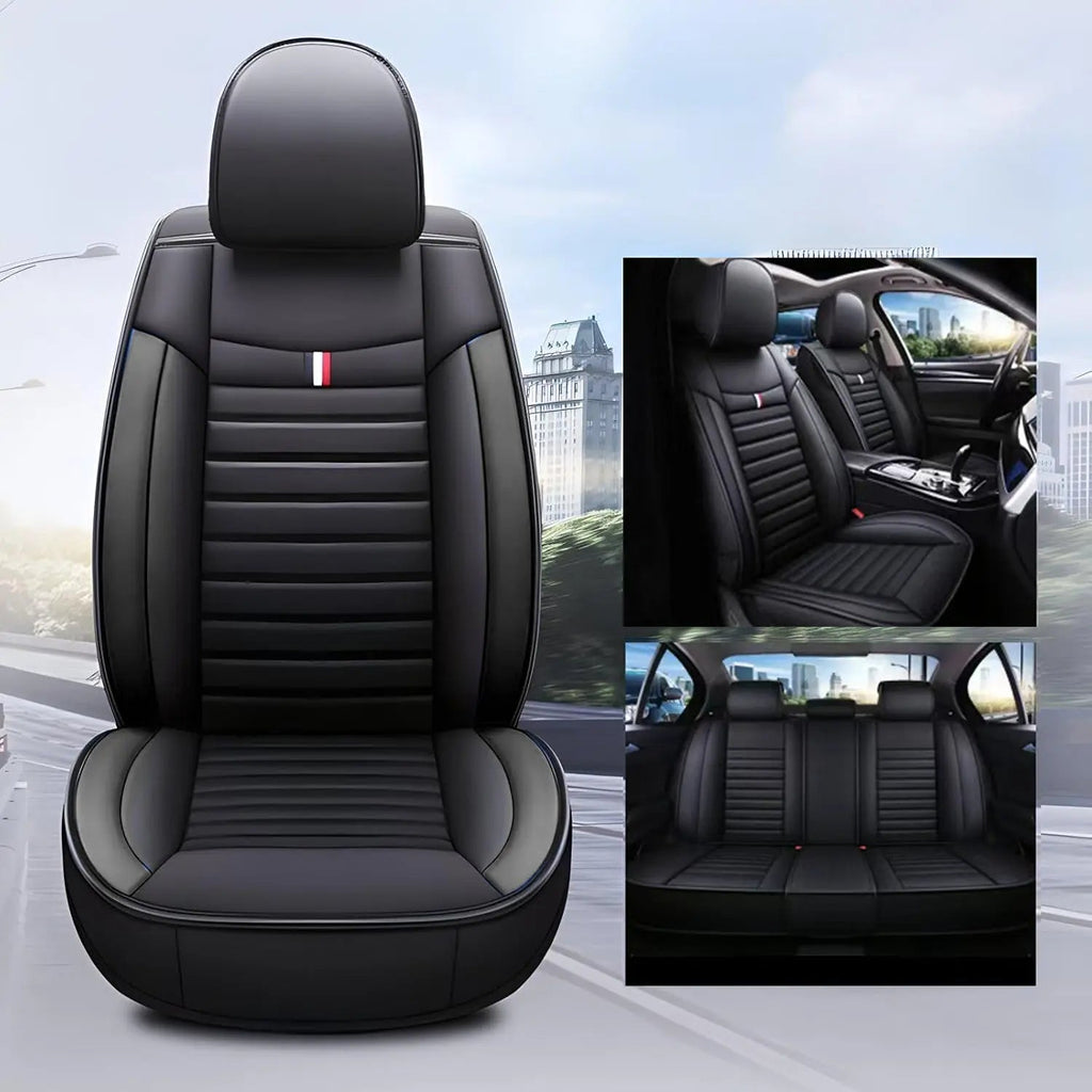 Universal Premium Luxury Car Seat Covers - Front & Rear Full Set (Black)