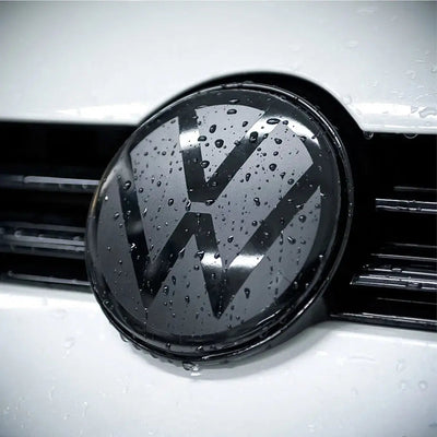 Suitable To Fit - V-W Polo 6 / Vivo Smoked Black Stick On Emblem Badge Cover (Pair)