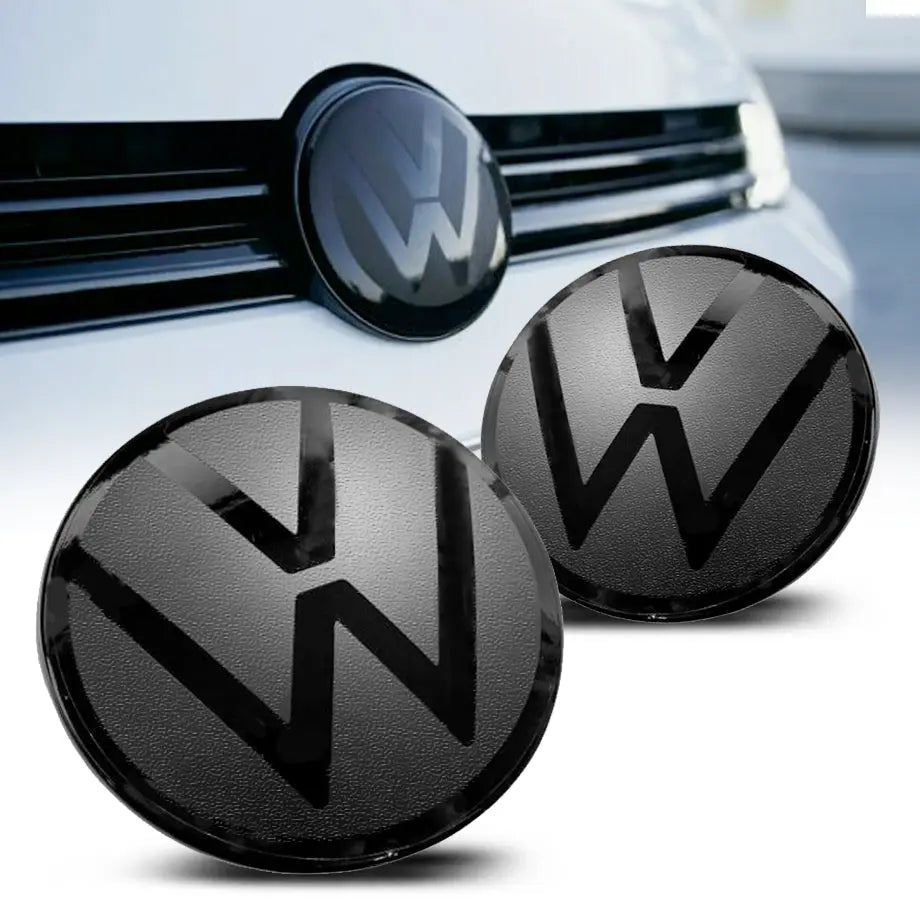 Suitable To Fit - V-W Polo 6 / Vivo Smoked Black Stick On Emblem Badge Cover (Pair)