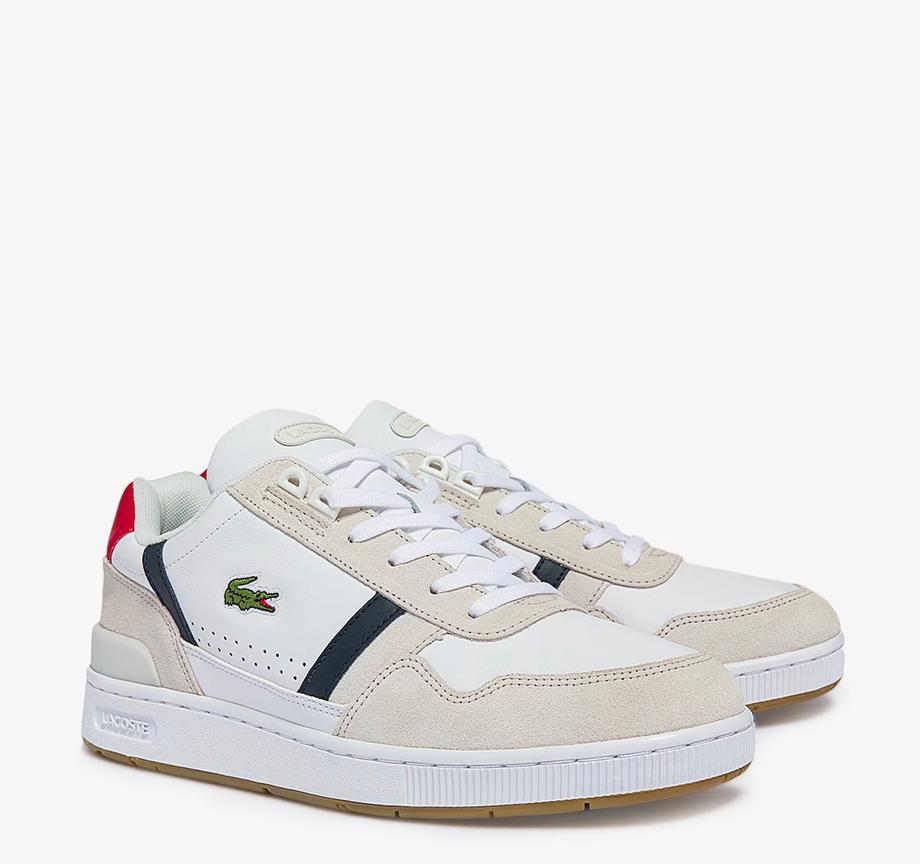 Lacoste Men's T-Clip Tricolour Leather and Suede Trainers