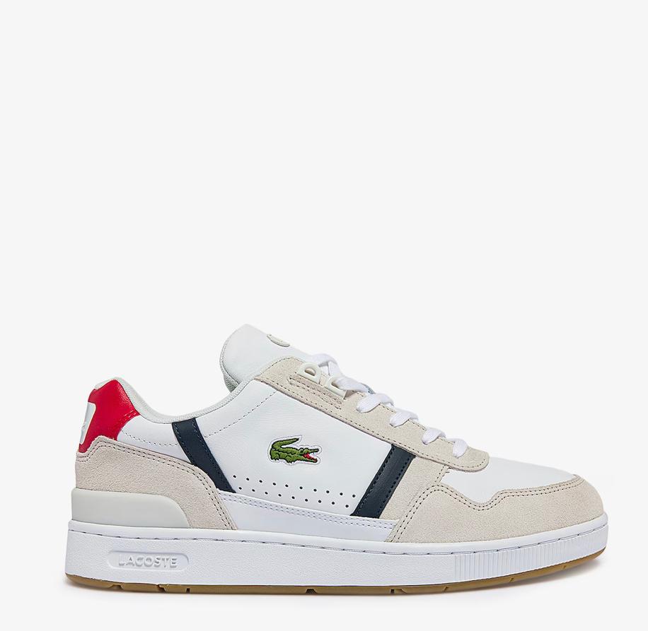 Lacoste Men's T-Clip Tricolour Leather and Suede Trainers