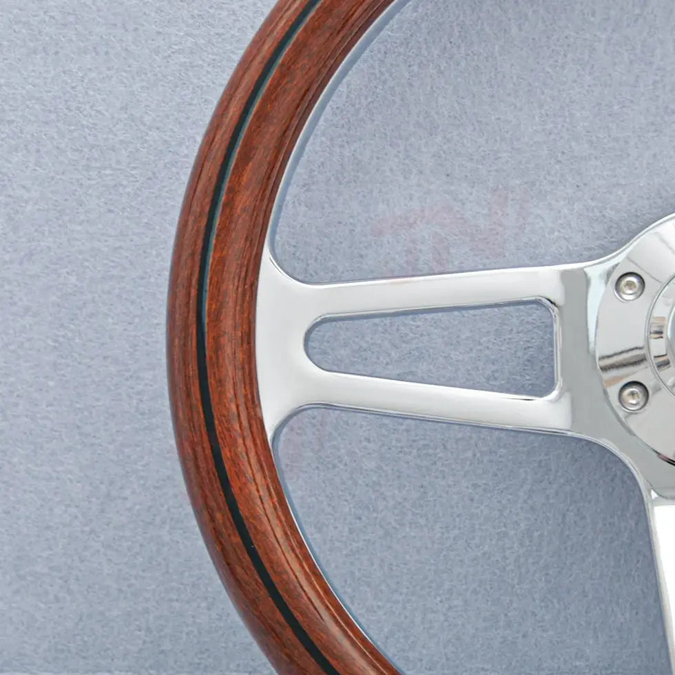 Genuine Wood Grain Racing Style Steering Wheel (350mm)