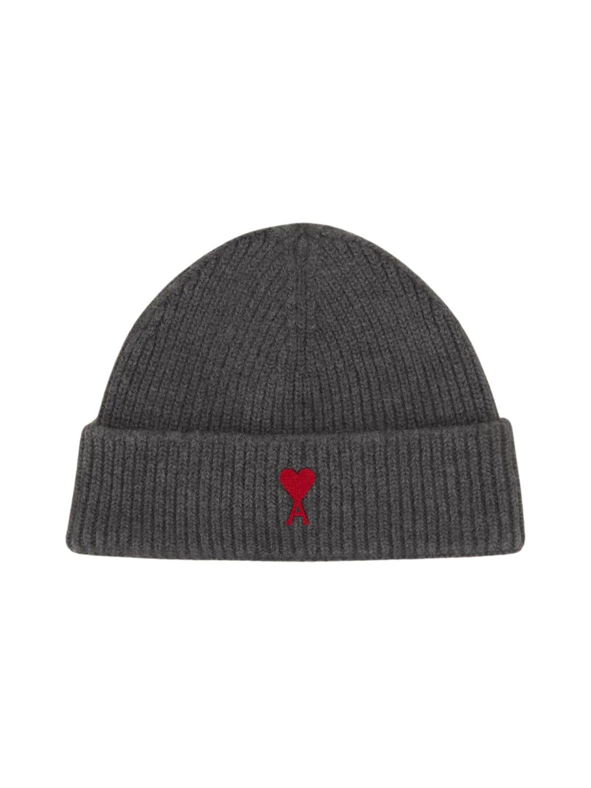 Ami Beanie De Coeur Heather Grey-Red