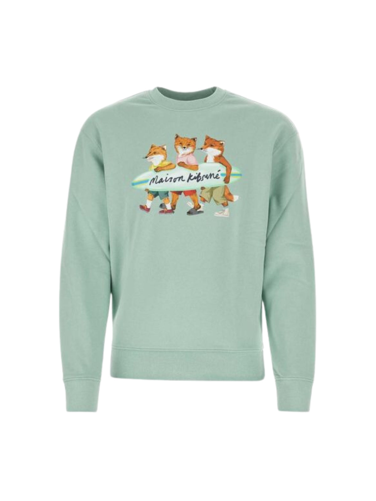 Maison Kitsune Sweater Surfing Foxes Seafoam Blue