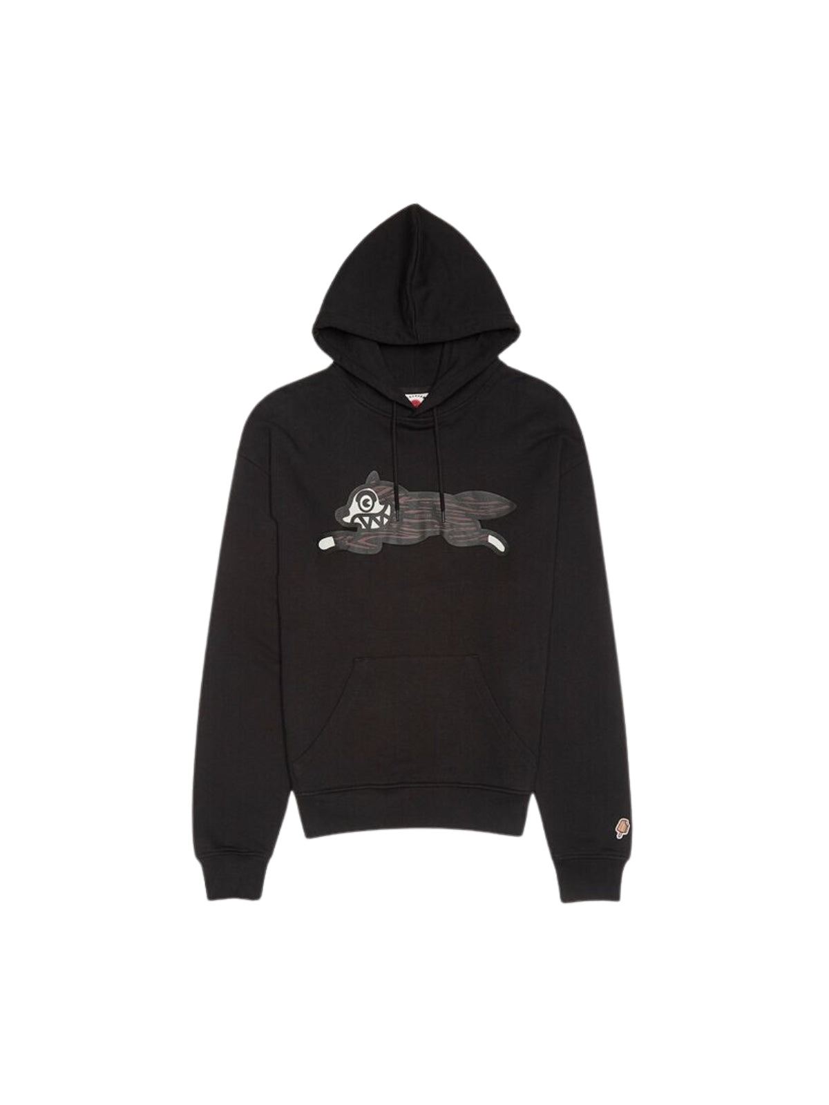 Ice-Cream Hoodie Woodgrain Running Dog Black