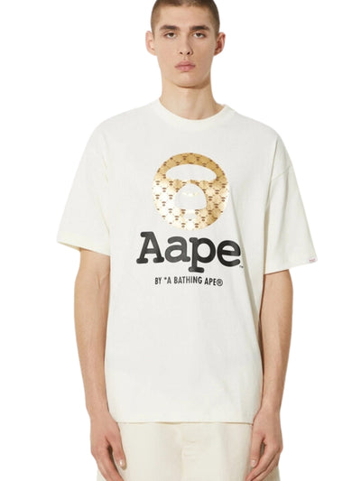 Aape T-Shirt Union Moonface Logo Ivory