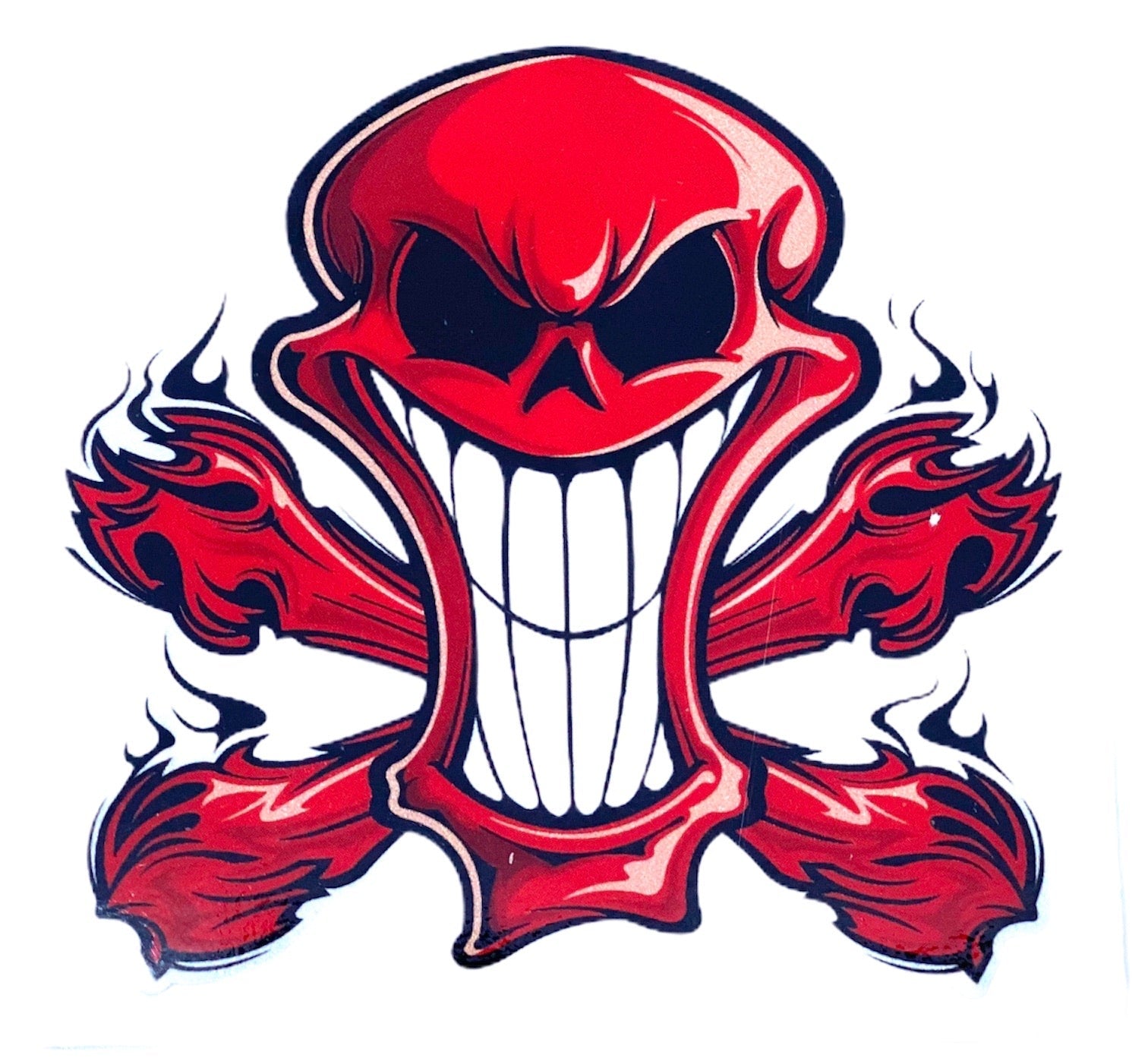 RED CROSS BONE SKULL STICKER