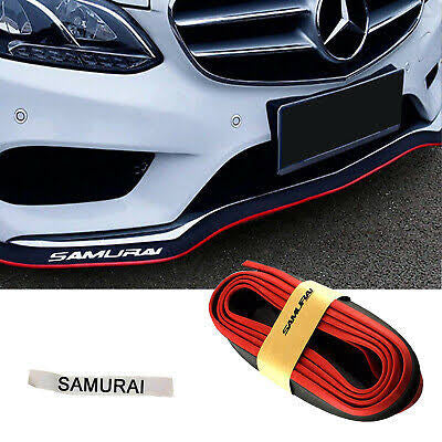SAMURAI UNIVERSAL RUBBER FRONT SPOILER MATT BLACK RED EDGE
