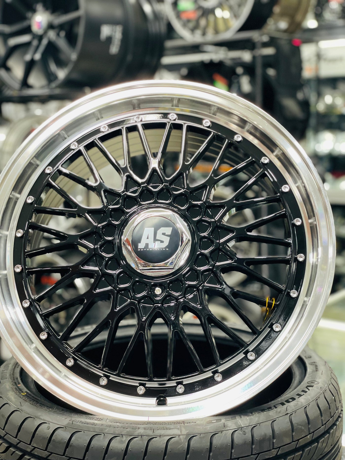 17” AS- 508 BBS STYLE MESH  BLACK wheels