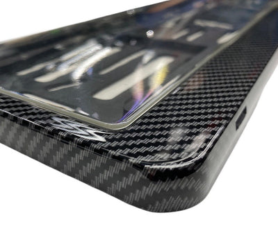 CARBON NUMBER PLATE HOLDER WITH DOMED PLASTIC COVERING