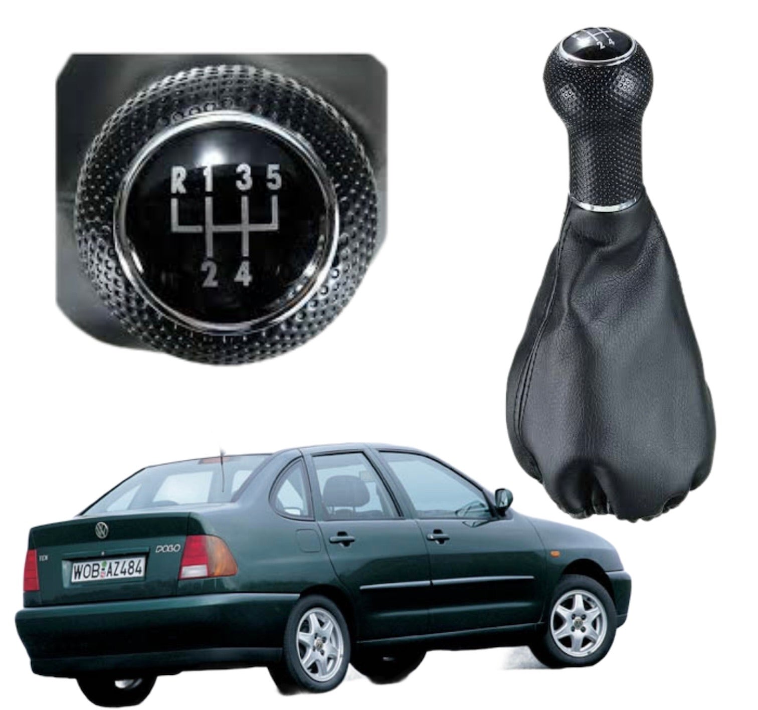5 SPEED GEAR KNOB WITH BOOT BLACK VW POLO 6N 1996-1999