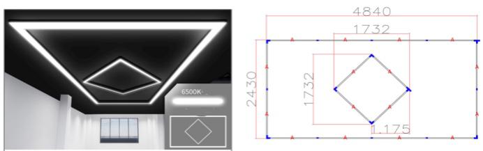 Designer Hexagon /arrow led lights 4.8m x2.4m