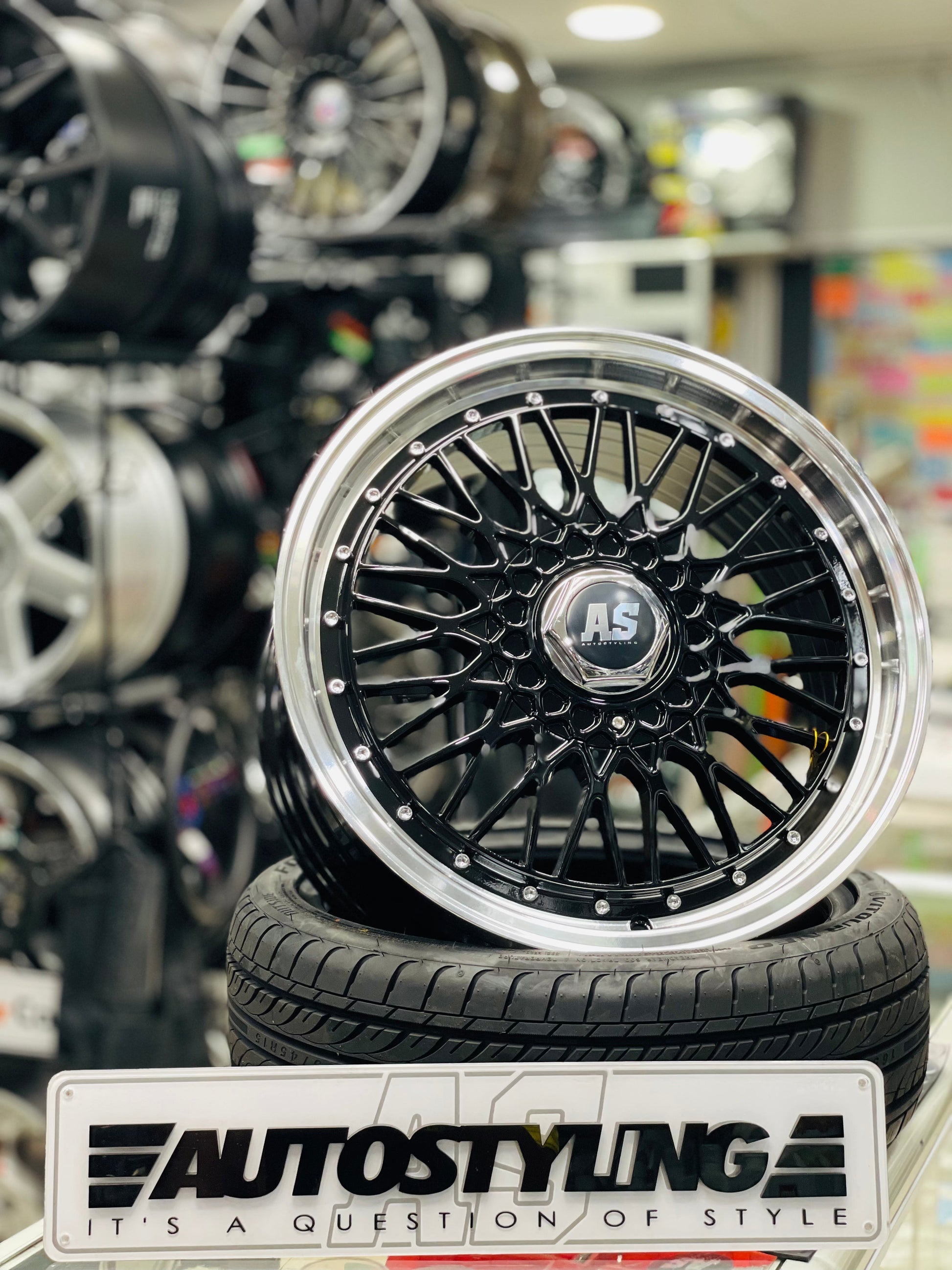 17” AS- 508 BBS STYLE MESH  BLACK wheels