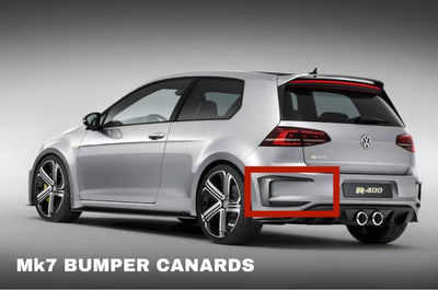 VW GOLF MK 7 gti R400 style REAR BUMPER CANARDS GLOSS BLACK