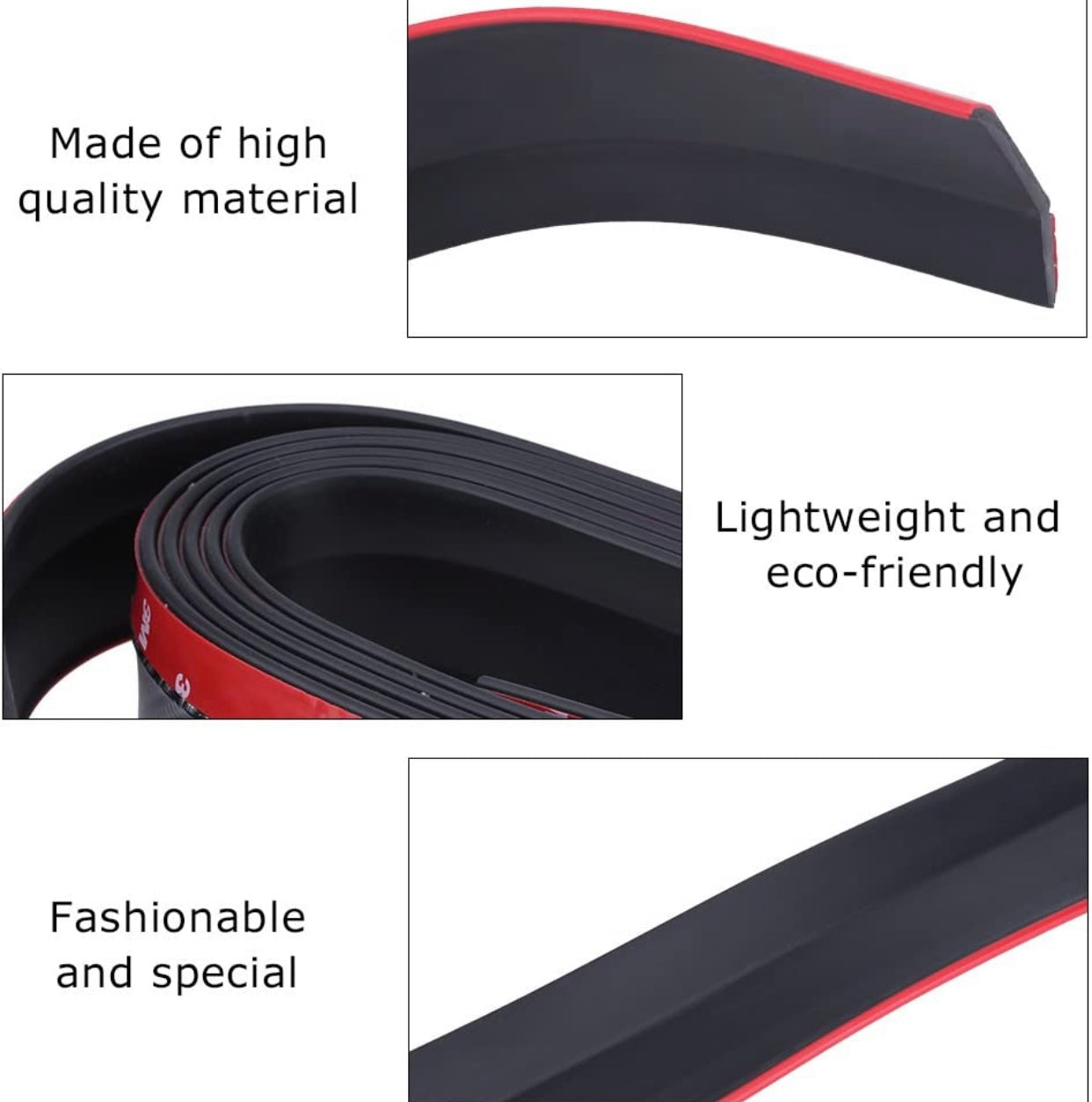 SAMURAI UNIVERSAL RUBBER FRONT SPOILER CARBON/ RED EDGE