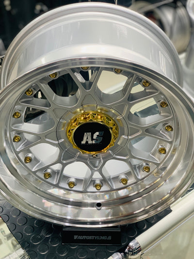 15'' AS- RC2 SILVER, GOLD STUDS 4x100 4x114 wheels