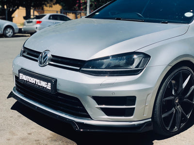 VW GOLF 7 / 7.5 / 7R / 7TSI AS 3PCE FRONT SPOILER GLOSS BLACK