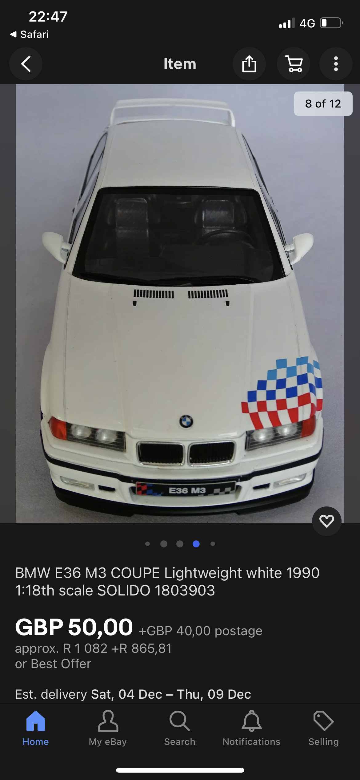 SOLIDO 1:18 SCALE MODEL CAR BMW E36  M3