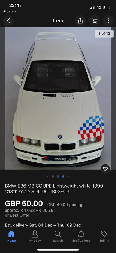 SOLIDO 1:18 SCALE MODEL CAR BMW E36  M3