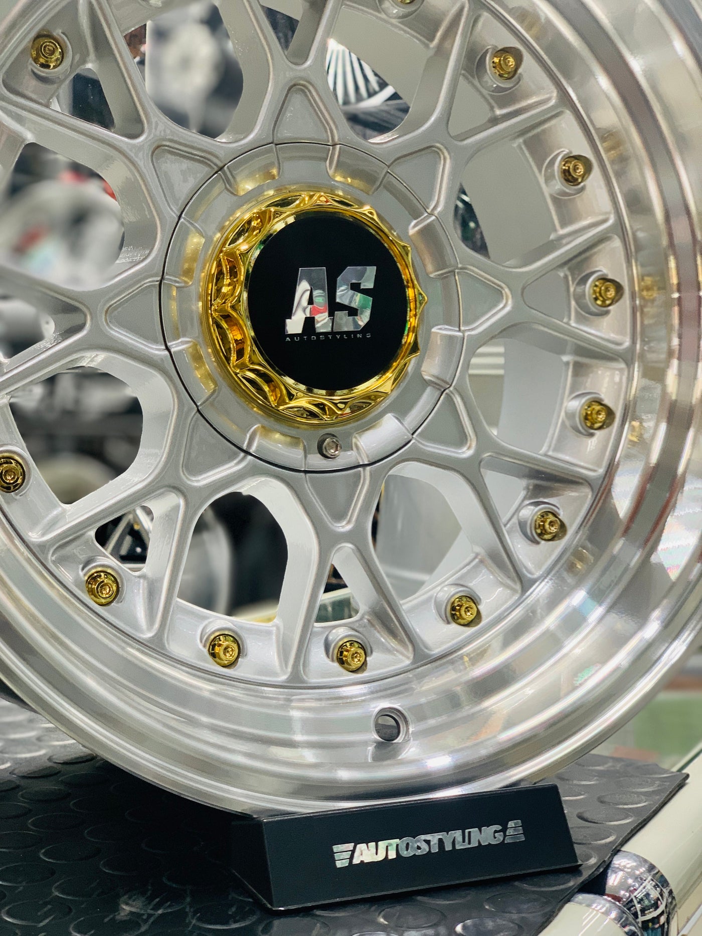 15'' AS- RC2 SILVER, GOLD STUDS 4x100 4x114 wheels