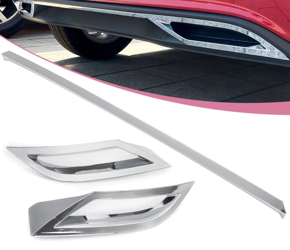 VW POLO 8 TSI TO R-LINE UPGRADE REAR DIFFUSER CHROME TRIMMING