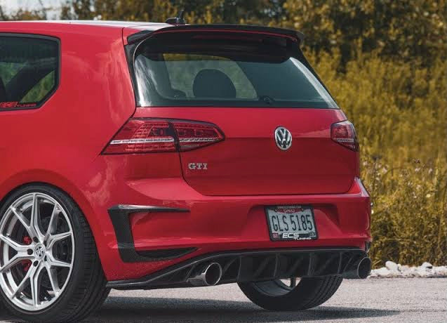 VW GOLF MK 7 gti R400 style REAR BUMPER CANARDS GLOSS BLACK