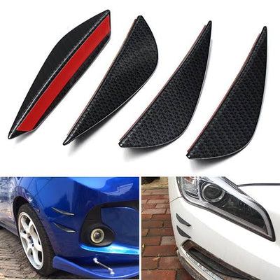 Car Front Bumper Canards Carbon Fiber Car-styling Bumper Lip Splitter Body Spoiler Canards Auto Exterior 4pce