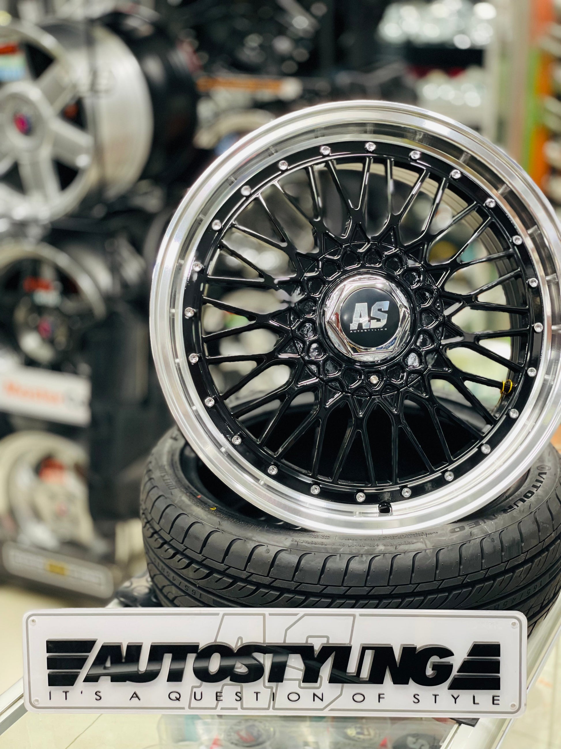 17” AS- 508 BBS STYLE MESH  BLACK wheels