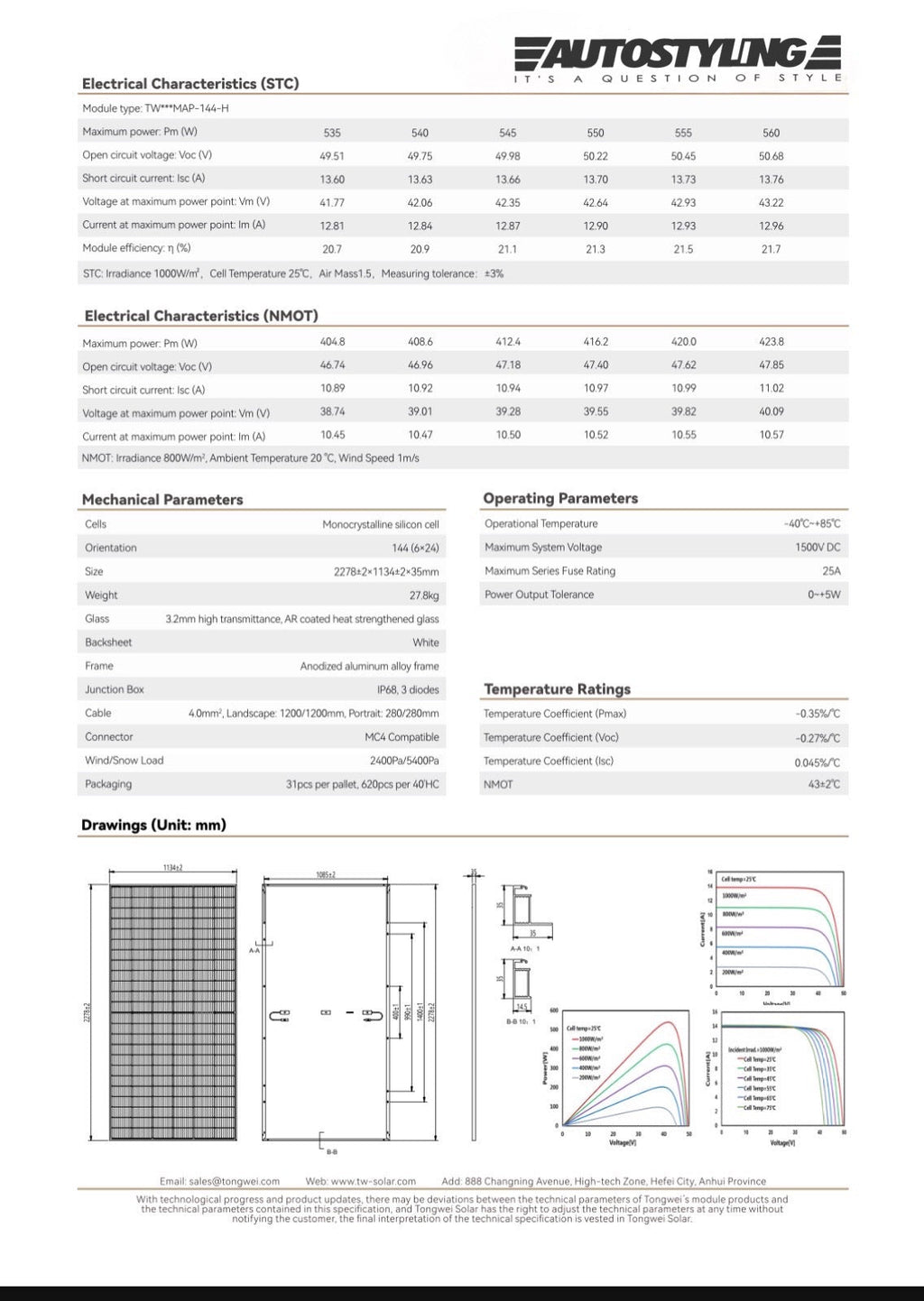 TW Solar - Solar Power Panels 550w Monocrystalline