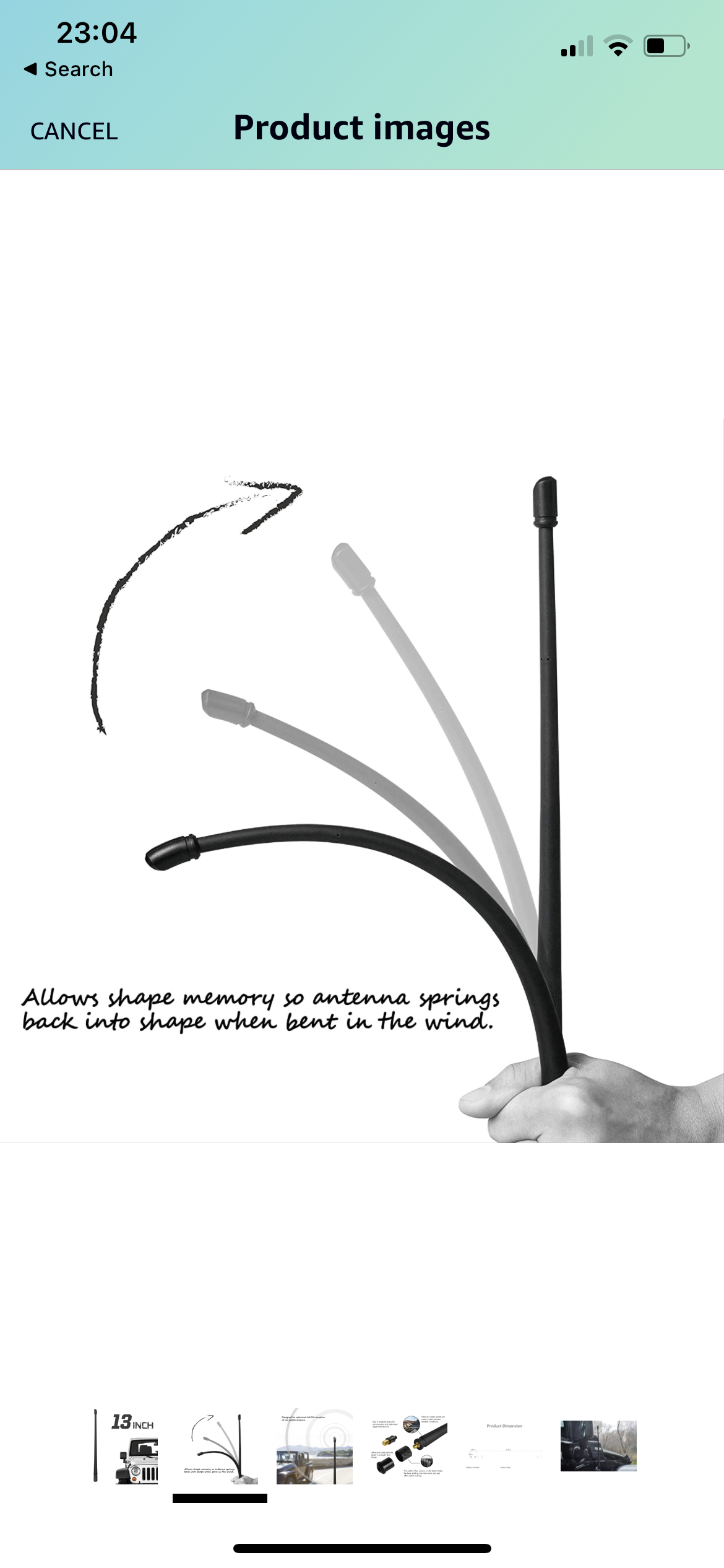 JEEP RYDONAIR 13” RUBBER/CARBON REPLACEMENT ANTENNA