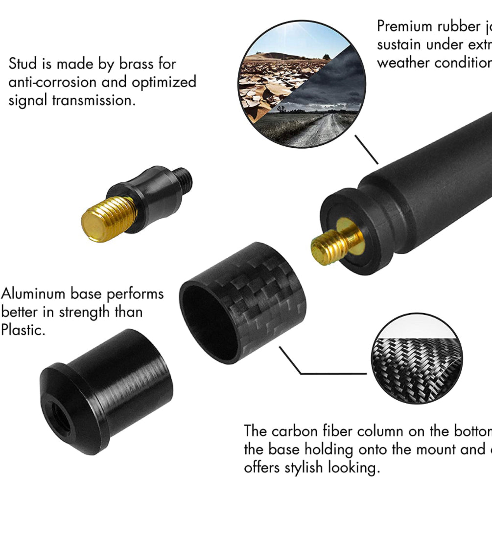 JEEP RYDONAIR 13” RUBBER/CARBON REPLACEMENT ANTENNA