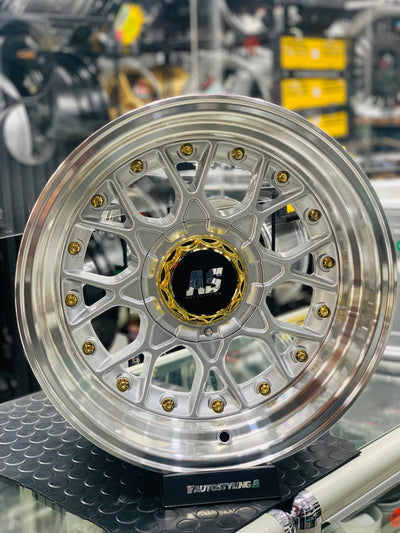 15'' AS- RC2 SILVER, GOLD STUDS 4x100 4x114 wheels