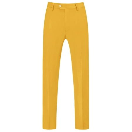 Mens Yellow Slim Fit PU Flared Trousers