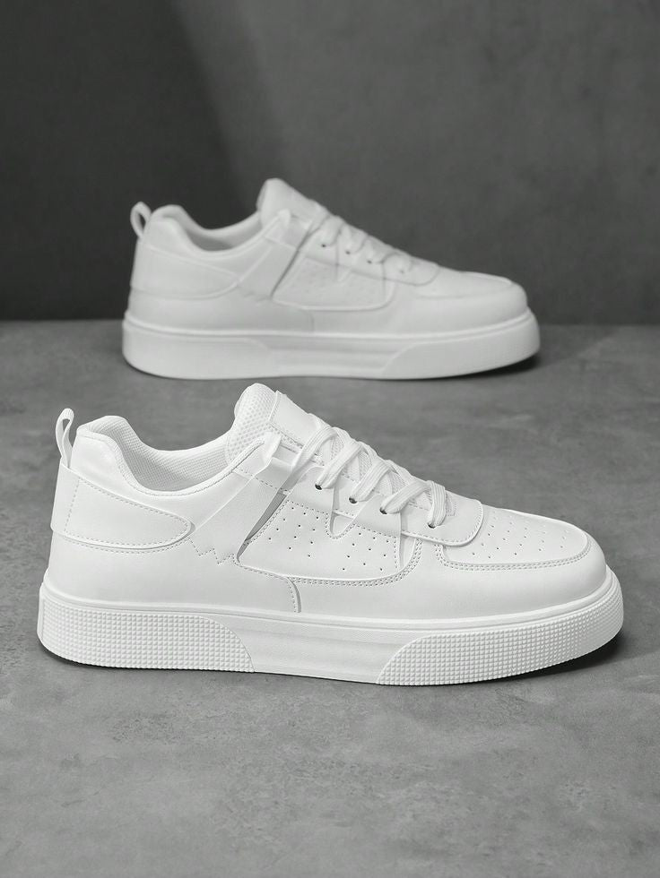 Men's Simple Patchwork Breathable Lace Up Thick Sole Casual Skate Shoes