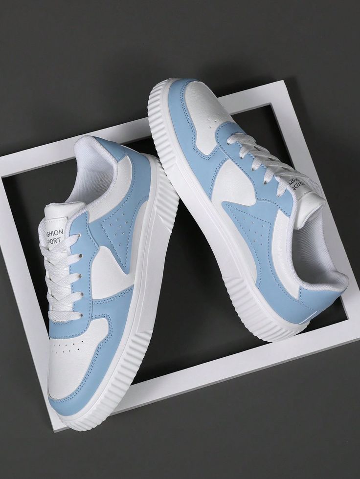 Men's Light Blue & White Casual Sports Sneakers