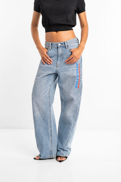 Alexander Wang Mesh Balloon Jean w/ Logo Classic Light Indigo 4DC2254767 468A