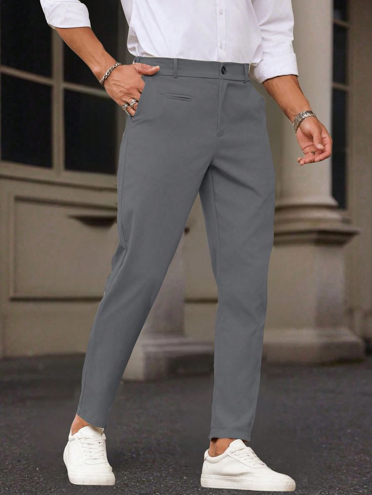 Men's Solid Color Drawstring Waist Straight Leg Casual Pants
